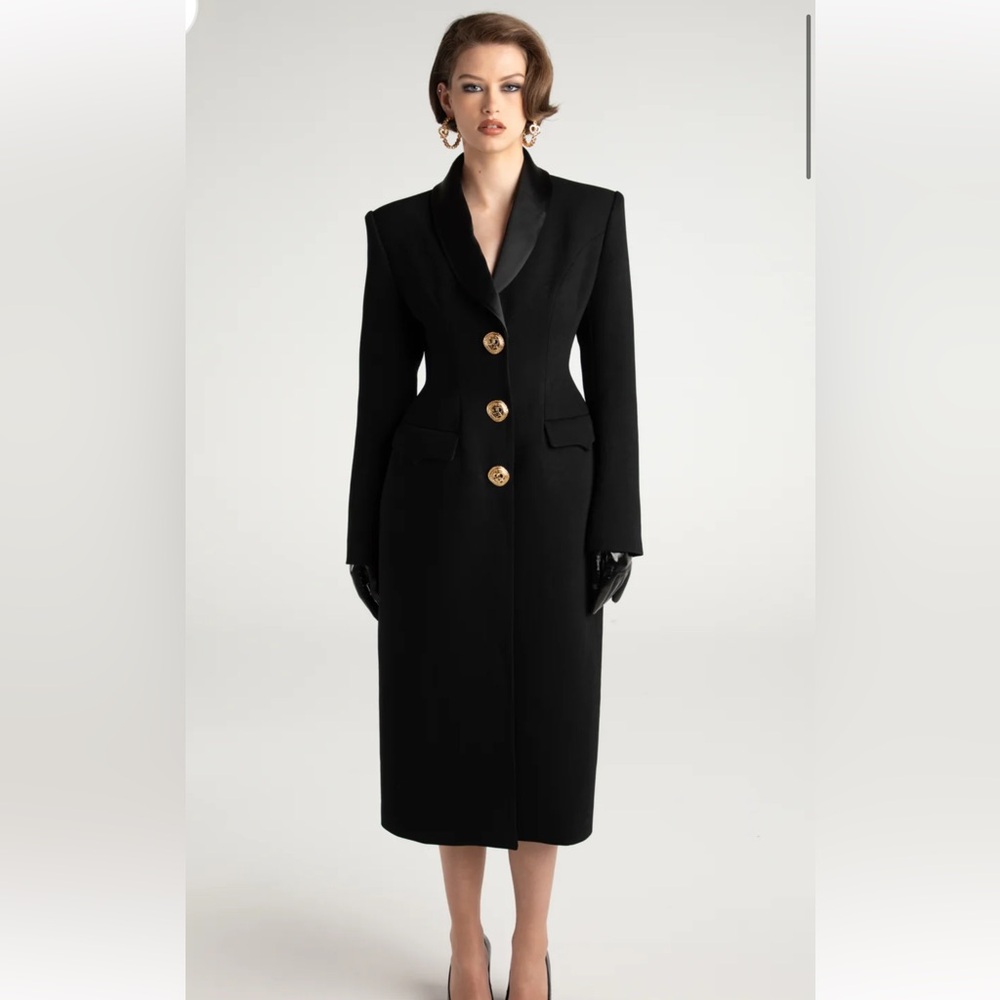 Nana Jacqueline Evie Long Suit Jacket (Black) size L - NWT - Picture 3 of 15